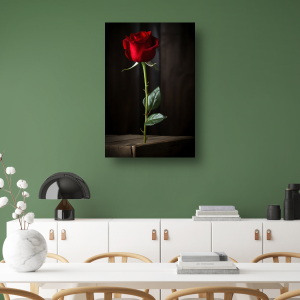 Rode Roos op Donkere Achtergrond poster