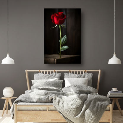 Rode Roos op Donkere Achtergrond poster