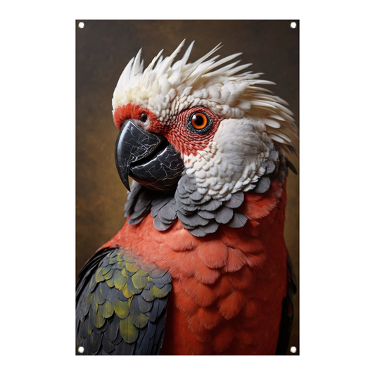 Red and White Parrot with Artistic Flare tuinposter