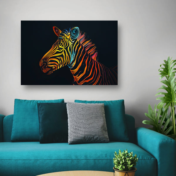Abstracte Neon Zebra met Psychedelische Patronen  canvas