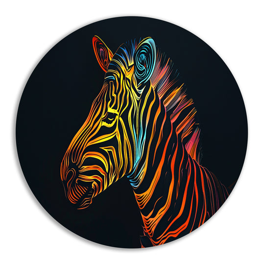 Abstracte Neon Zebra met Psychedelische Patronen   forex muurcirkel