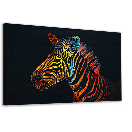 Abstracte Neon Zebra met Psychedelische Patronen  canvas