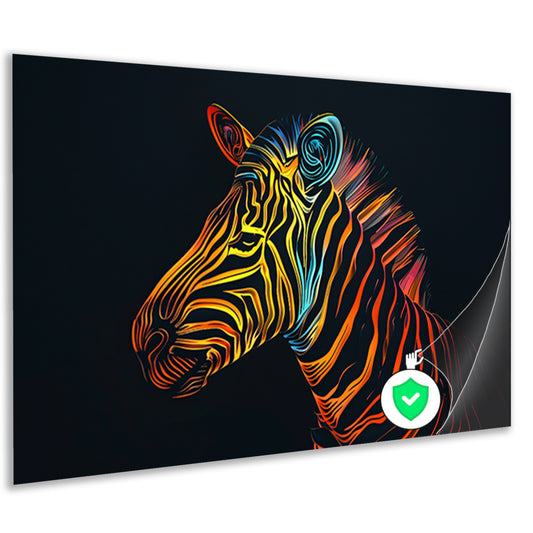 Abstracte Neon Zebra met Psychedelische Patronen   poster