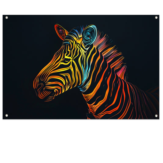 Abstracte Neon Zebra met Psychedelische Patronen   tuinposter