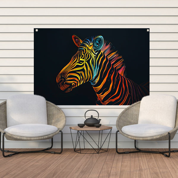 Abstracte Neon Zebra met Psychedelische Patronen   tuinposter