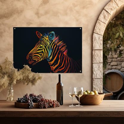 Abstracte Neon Zebra met Psychedelische Patronen   tuinposter