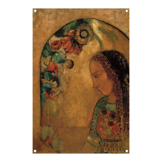 Dame van de bloemen - Odilon Redon tuinposter