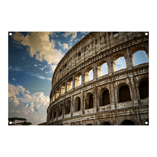 Het Colosseum onder de Romeinse hemel tuinposter