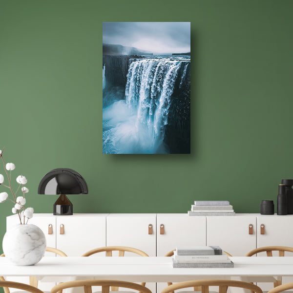 Monochrome waterval in IJsland poster
