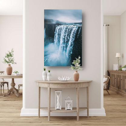 Monochrome waterval in IJsland poster
