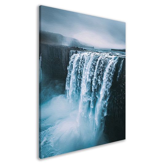 Monochrome waterval in IJsland canvas