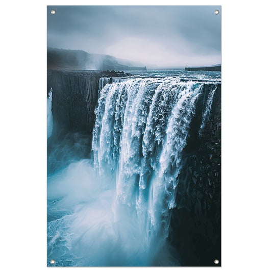 Monochrome waterval in IJsland tuinposter