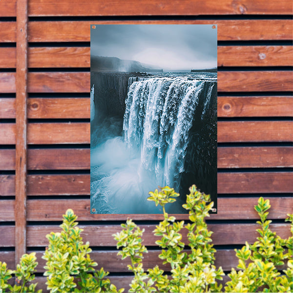 Monochrome waterval in IJsland tuinposter