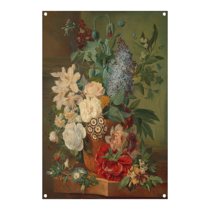 Bloemen in een terracotta vaas - Albertus Jonas Brandt tuinposter