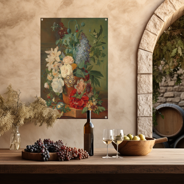 Bloemen in een terracotta vaas - Albertus Jonas Brandt tuinposter