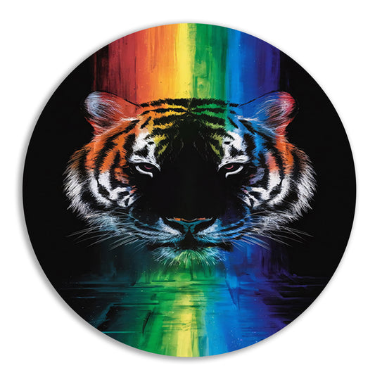 Majestueuze tijger met regenboogkleuren forex muurcirkel