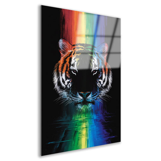 Majestueuze tijger met regenboogkleuren acrylglas