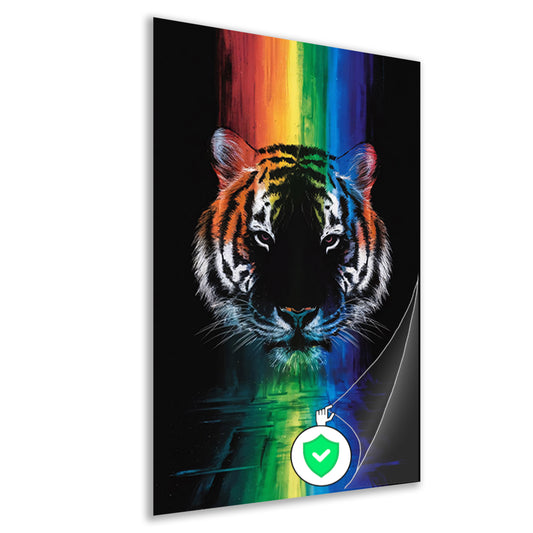 Majestueuze tijger met regenboogkleuren poster