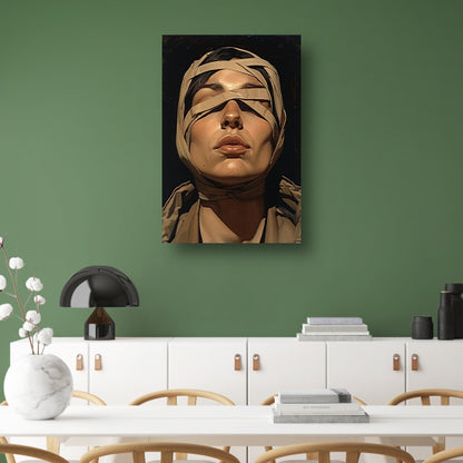 Vrouw met verband over ogen in surrealistische stijl canvas