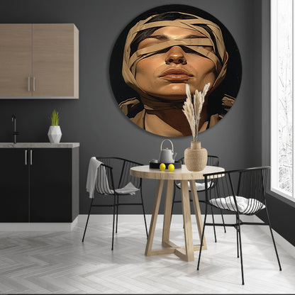Vrouw met verband over ogen in surrealistische stijl forex muurcirkel