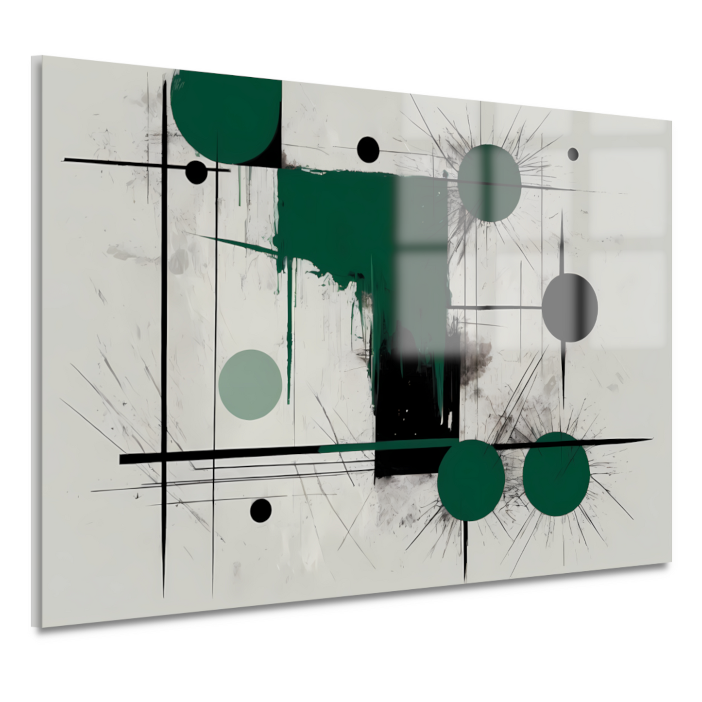 Minimalistische abstracte geometrie met groen acrylglas