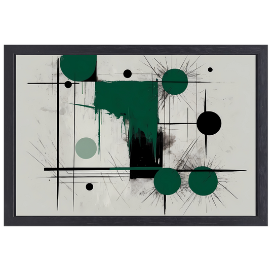Minimalistische abstracte geometrie met groen canvas met baklijst