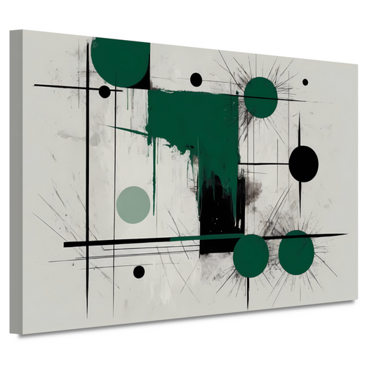 Minimalistische abstracte geometrie met groen canvas