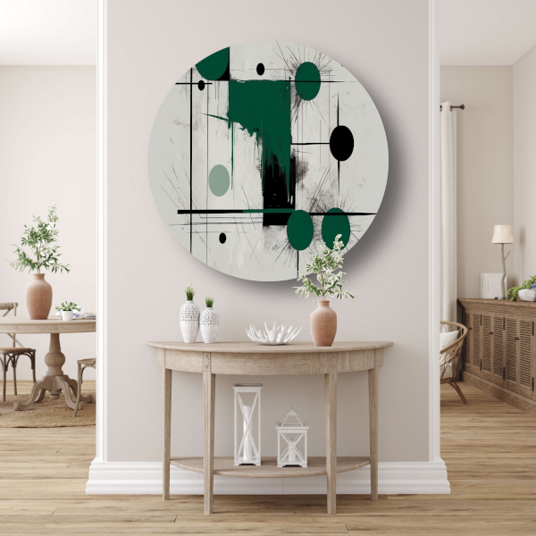 Minimalistische abstracte geometrie met groen forex muurcirkel