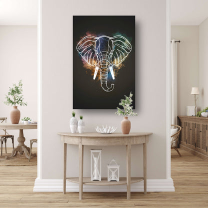Minimalistische Olifant in Kosmische Nevel canvas met baklijst