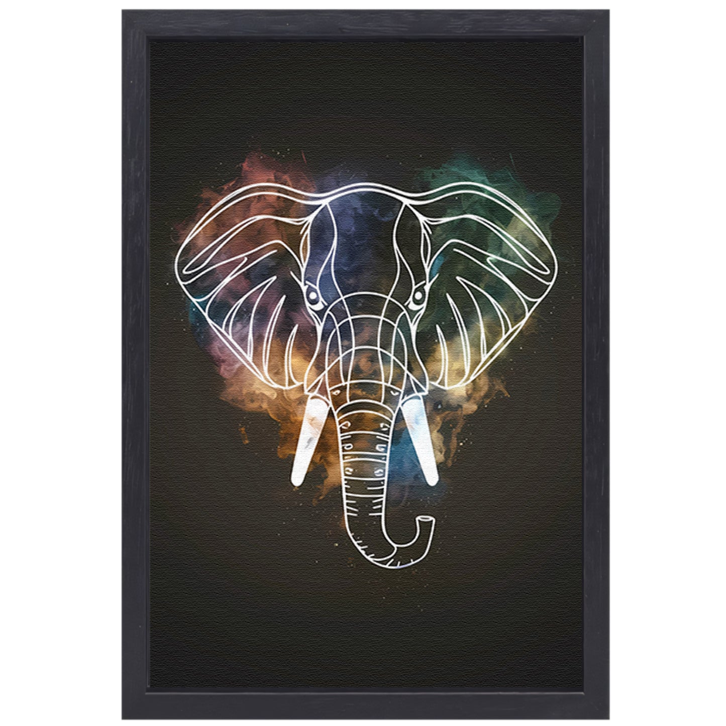 Minimalistische Olifant in Kosmische Nevel canvas met baklijst