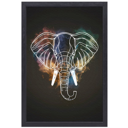 Minimalistische Olifant in Kosmische Nevel canvas met baklijst