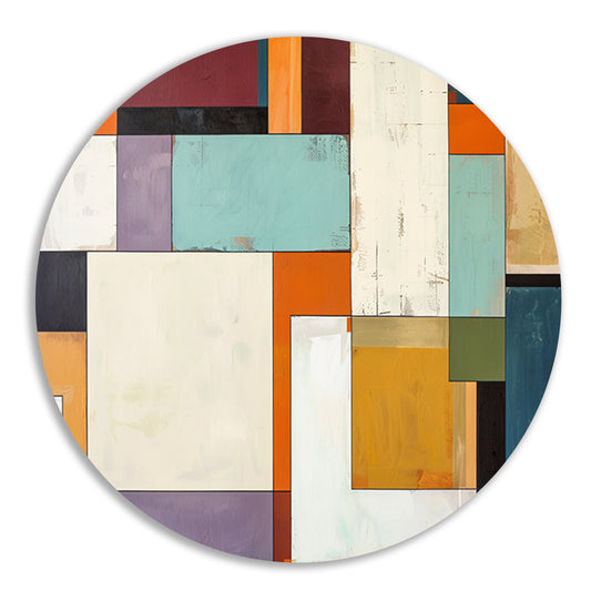 Kleurrijke abstracte geometrische rechthoeken kunstwerk forex muurcirkel