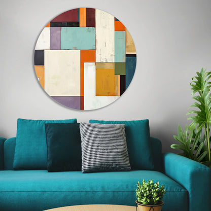 Kleurrijke abstracte geometrische rechthoeken kunstwerk forex muurcirkel