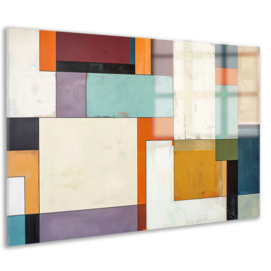 Kleurrijke abstracte geometrische rechthoeken kunstwerk acrylglas