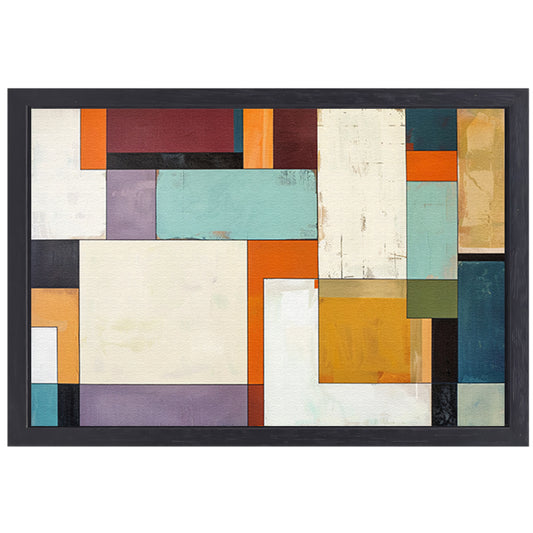 Kleurrijke abstracte geometrische rechthoeken kunstwerk canvas met baklijst