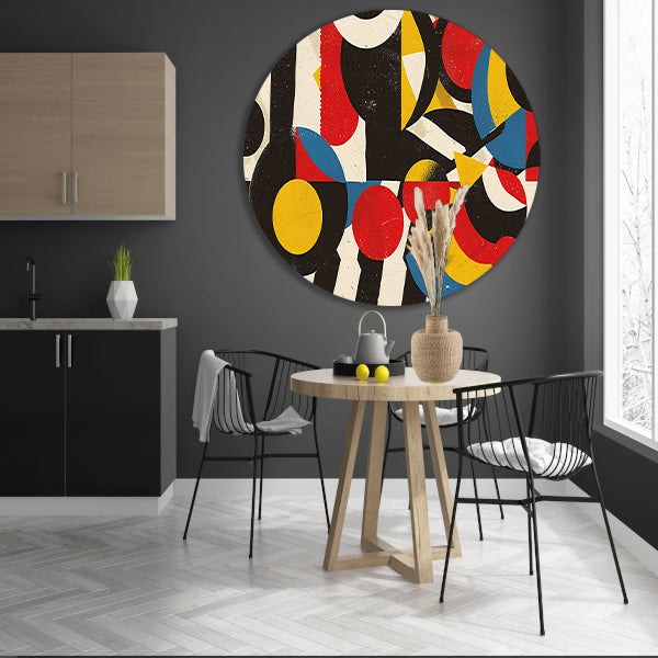 Geometrische compositie van kleur en vorm   aluminium muurcirkel