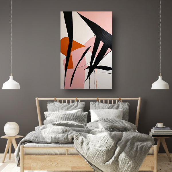 Abstracte Dynamiek in Zwart, Wit en Kleur canvas