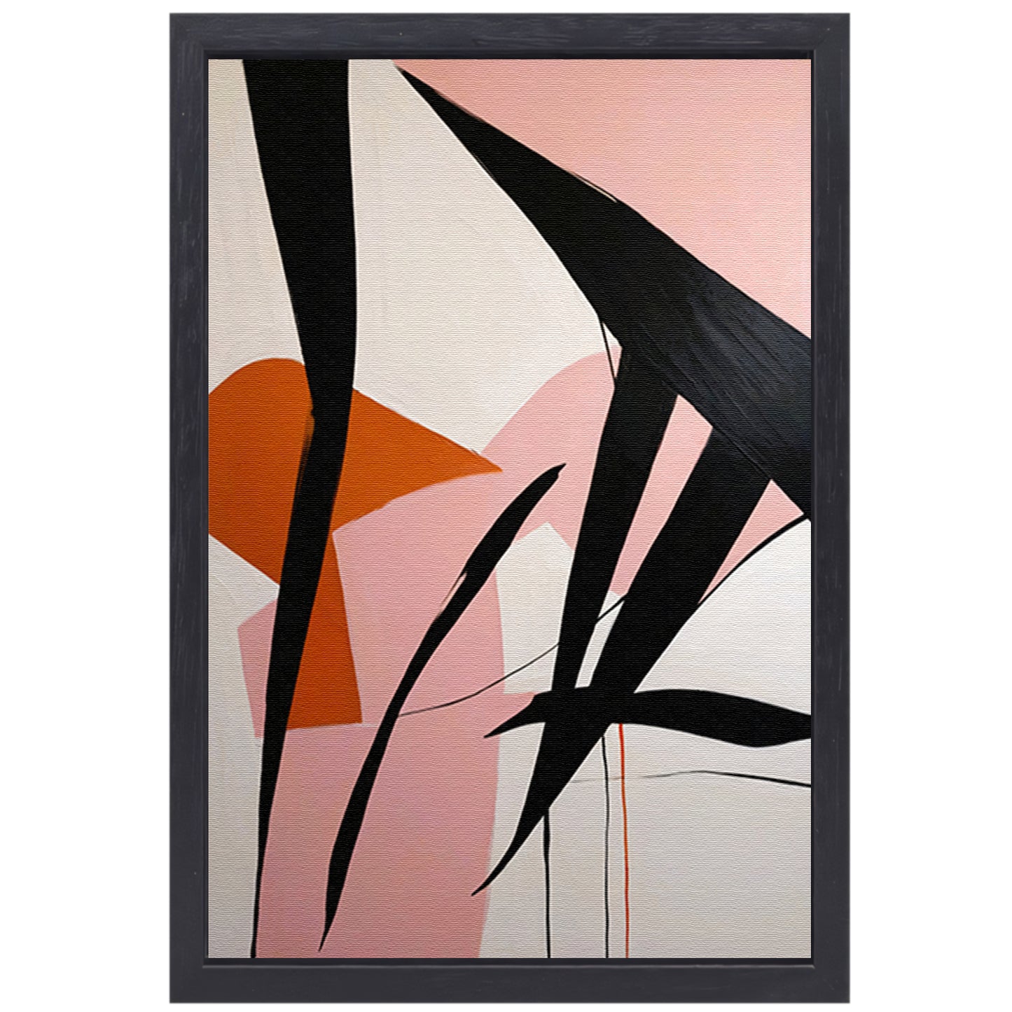Abstracte Dynamiek in Zwart, Wit en Kleur canvas met baklijst