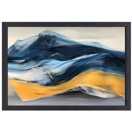 Een Zee van Blauw en Gouden Licht canvas met baklijst