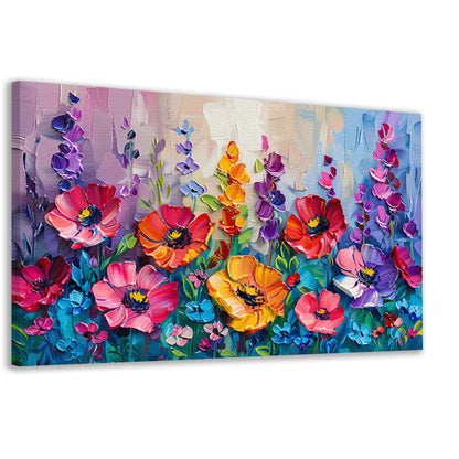 Kleurrijk schilderij van een bloemenveld canvas