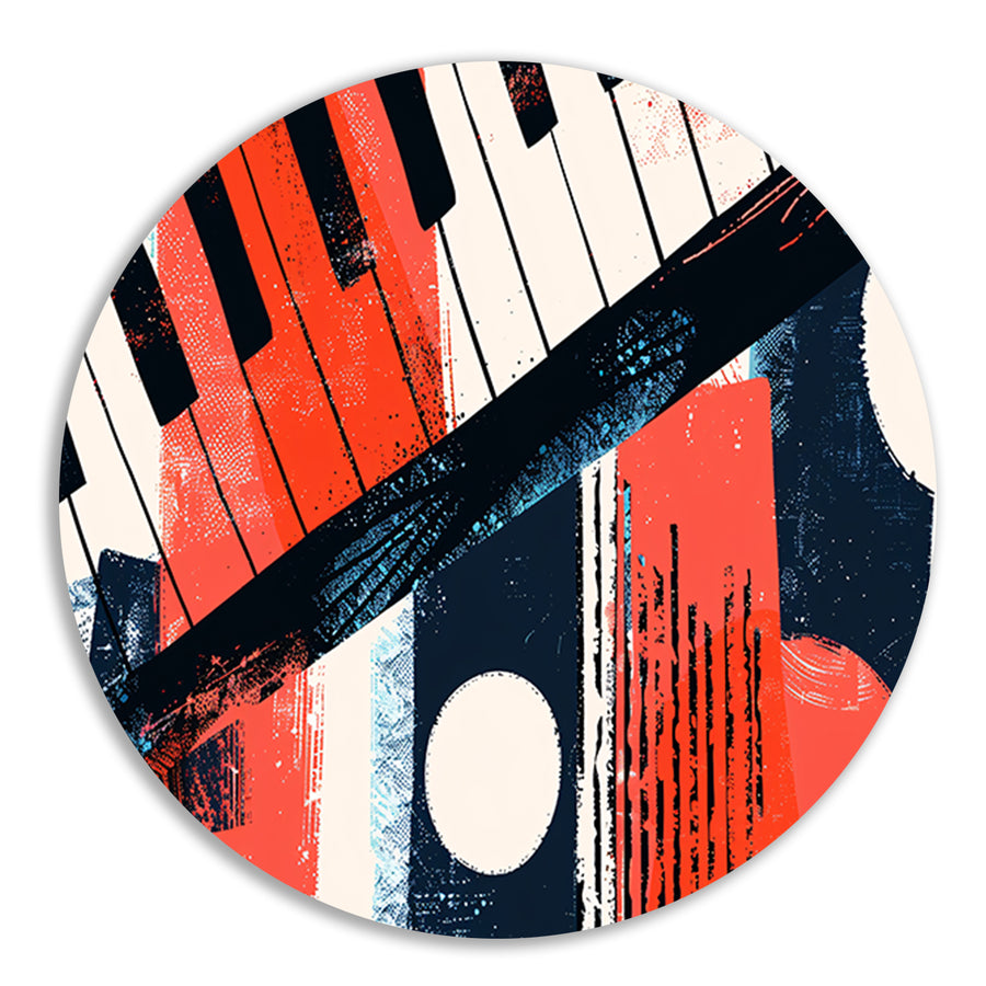 Abstracte pianoklanken in levendige kleuren aluminium muurcirkel