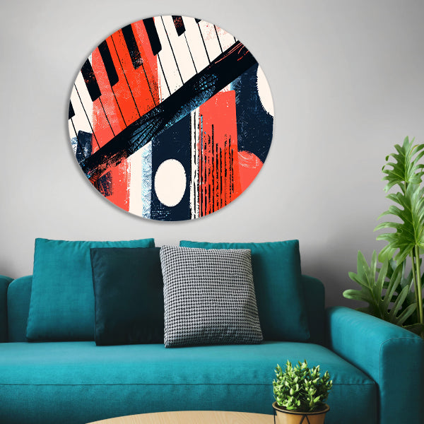 Abstracte pianoklanken in levendige kleuren forex muurcirkel