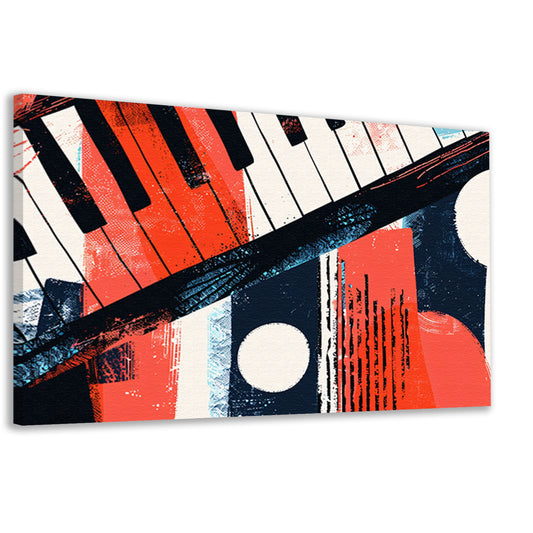 Abstracte pianoklanken in levendige kleurencanvas
