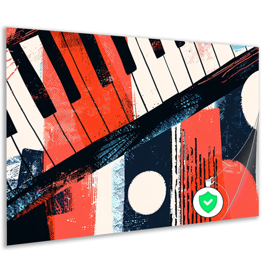 Abstracte pianoklanken in levendige kleuren poster
