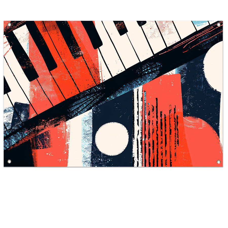 Abstracte pianoklanken in levendige kleuren tuinposter