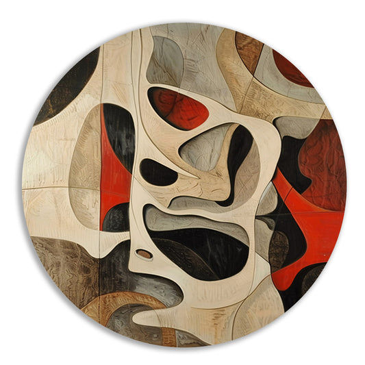 Dynamisch abstract kunstwerk met levendige kleuren aluminium muurcirkel