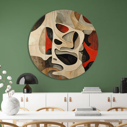 Dynamisch abstract kunstwerk met levendige kleuren aluminium muurcirkel