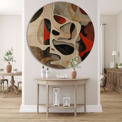 Dynamisch abstract kunstwerk met levendige kleuren aluminium muurcirkel