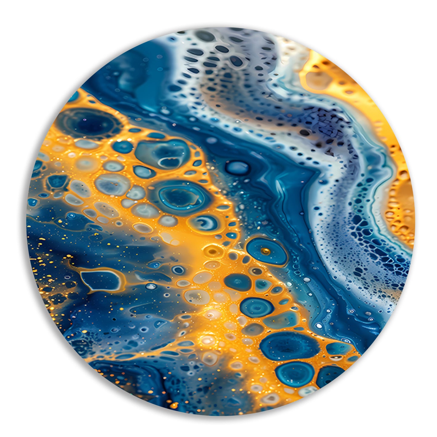 Kleurrijk abstract schilderij met patronen aluminium muurcirkel