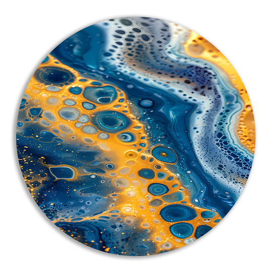 Kleurrijk abstract schilderij met patronen aluminium muurcirkel